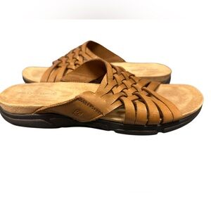 Easy Spirit Meadow Brown Leather Strap Slip-On Sandals Size 8M EUC
